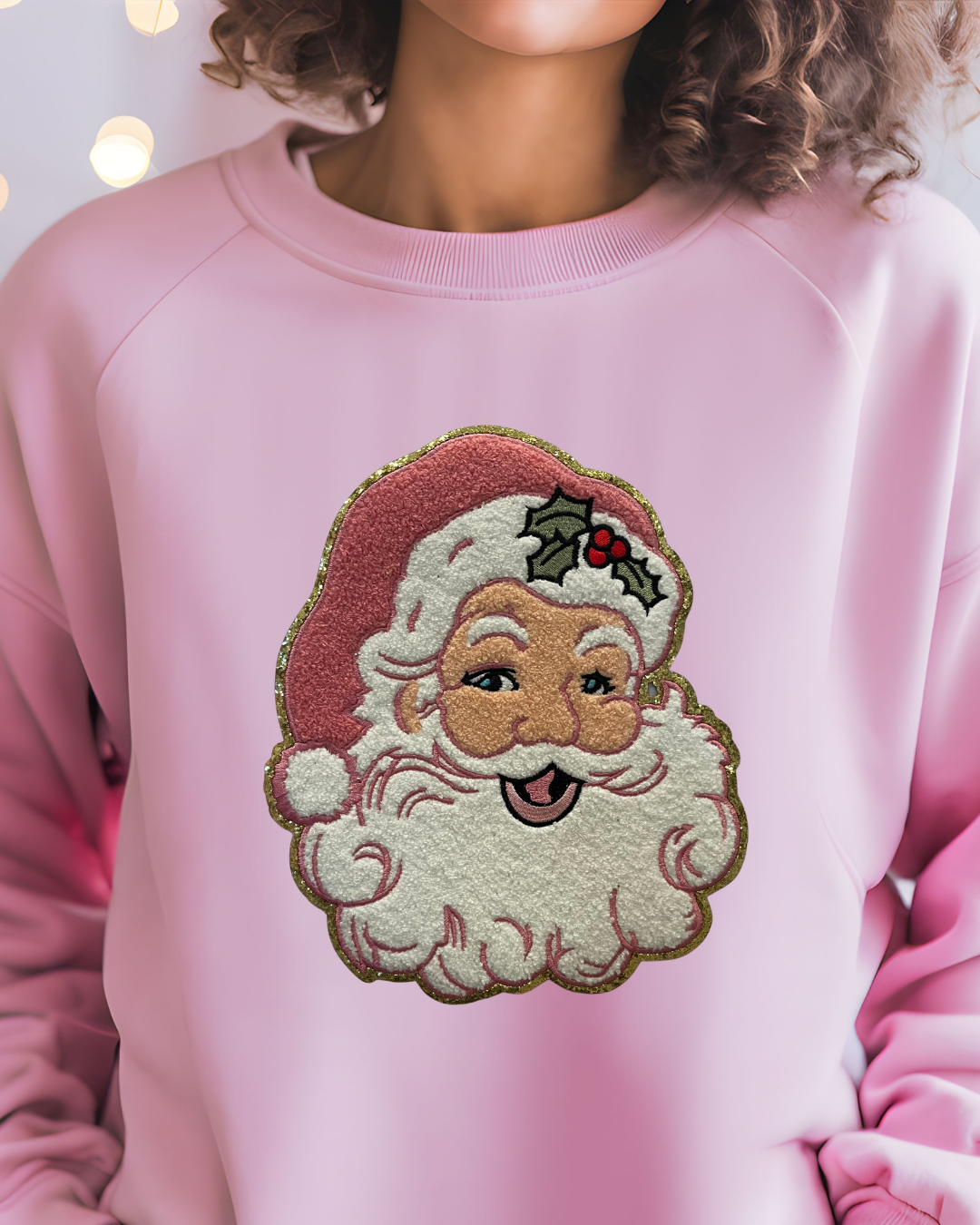 Pink Santa Chenille Sweatshirt