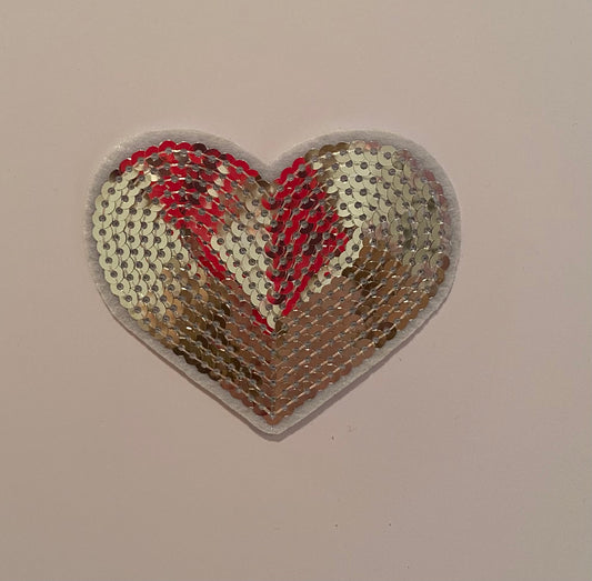 HEART SEQUIN HAT PATCH (SILVER)