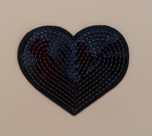 HEART SEQUIN HAT PATCH (NAVY BLUE)