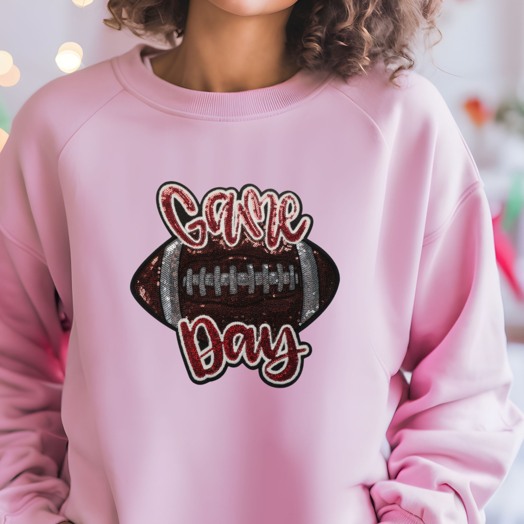 Game Day Sequin Football Sweatshirt (Maroon)