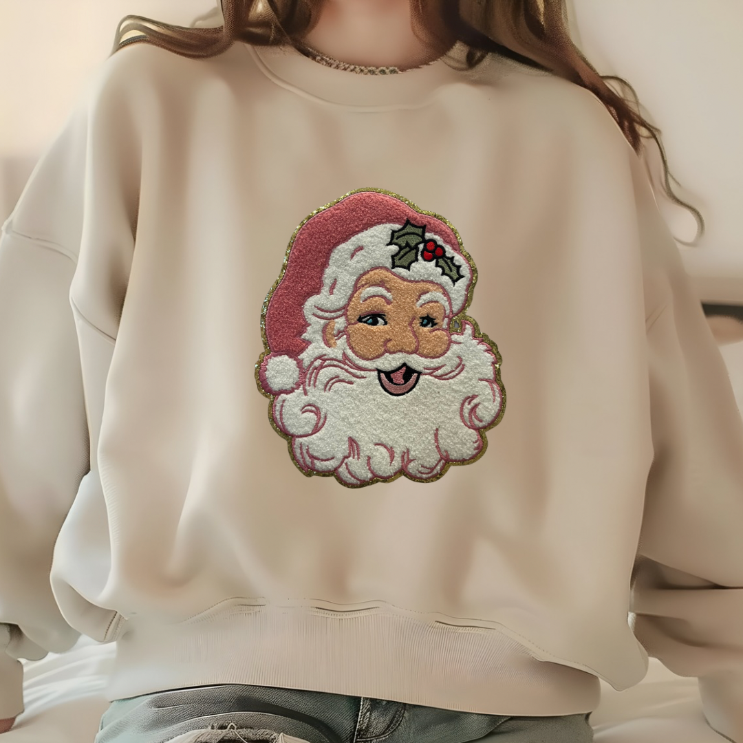 Pink Santa Chenille Sweatshirt