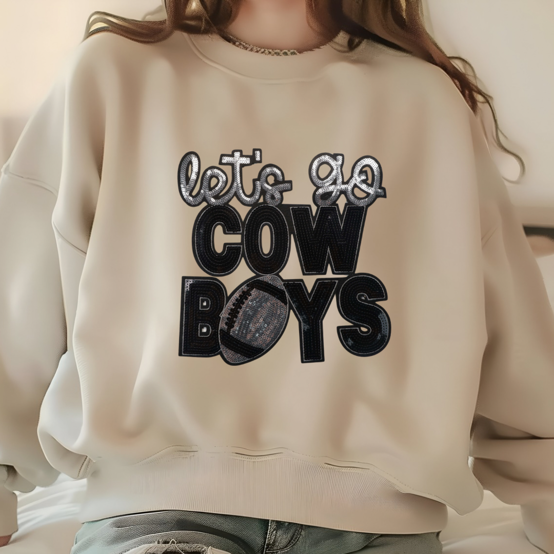 Let's Go Cowboys Sequin Sweatshirt (Black)