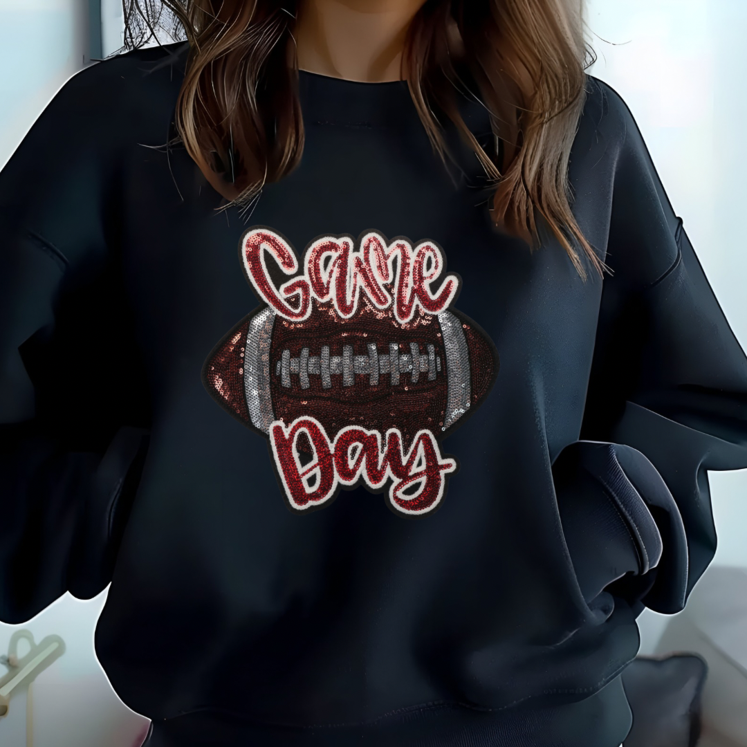 Game Day Sequin Football Sweatshirt (Maroon)