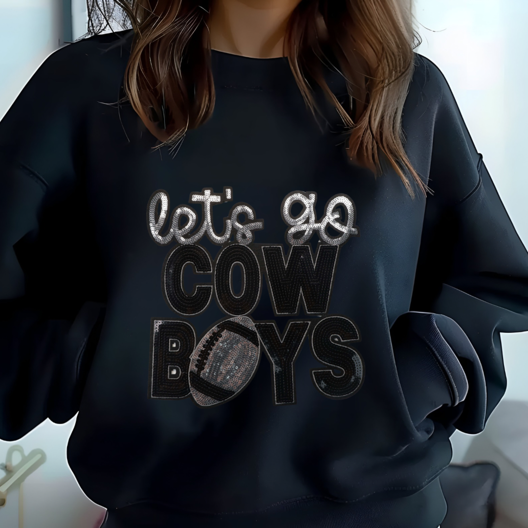 Let's Go Cowboys Sequin Sweatshirt (Black)