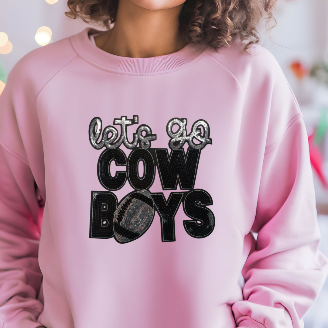 Let's Go Cowboys Sequin Sweatshirt (Black)