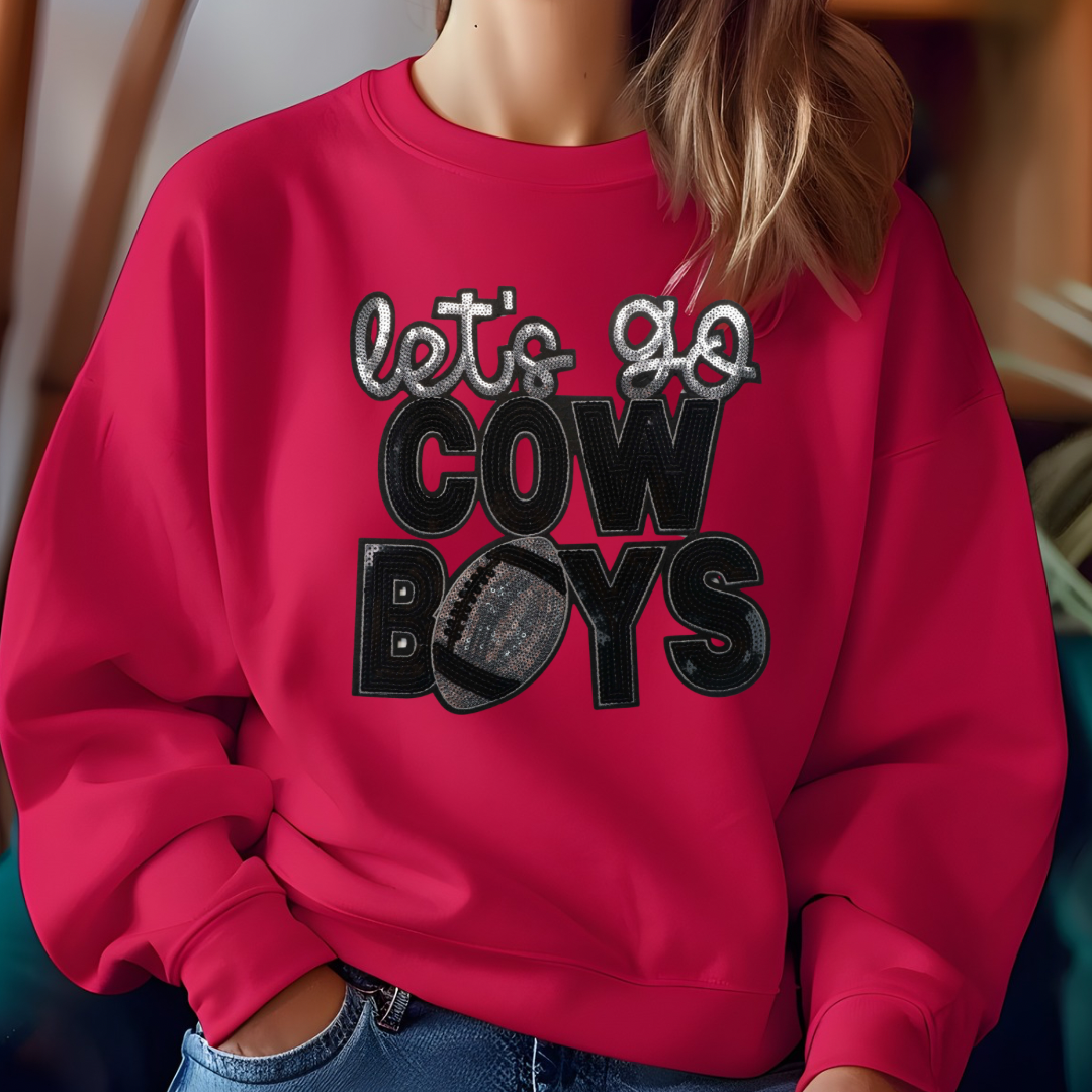 Let's Go Cowboys Sequin Sweatshirt (Black)