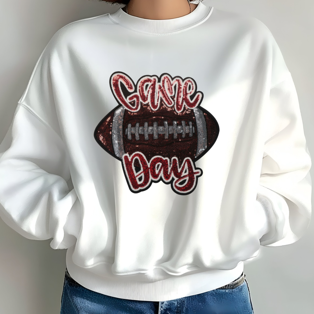 Game Day Sequin Football Sweatshirt (Maroon)