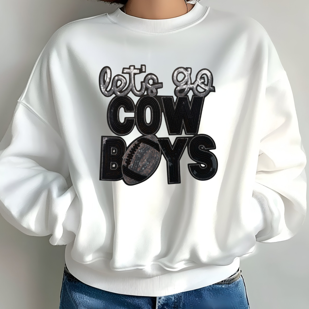 Let's Go Cowboys Sequin Sweatshirt (Black)