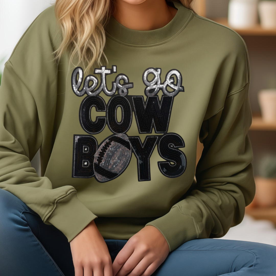 Let's Go Cowboys Sequin Sweatshirt (Black)