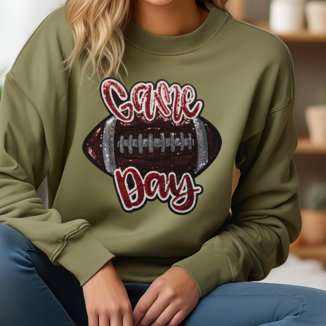 Game Day Sequin Football Sweatshirt (Maroon)